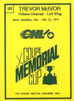 1990 7th Inning Sketch Memorial Cup (CHL) #95 Trevor McIvor Back