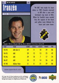 1998-99 UD Choice Swedish #2 Rikard Franzen Back