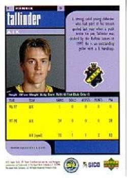 1998-99 UD Choice Swedish #7 Henrik Tallinder Back