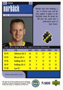 1998-99 UD Choice Swedish #14 Erik Norback Back