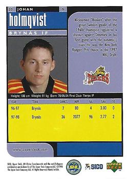 1998-99 UD Choice Swedish #33 Johan Holmqvist Back
