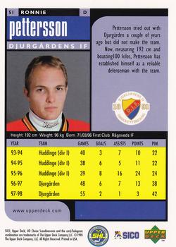 1998-99 UD Choice Swedish #51 Ronnie Pettersson Back