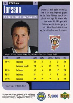 1998-99 UD Choice Swedish #72 Stefan Larsson Back