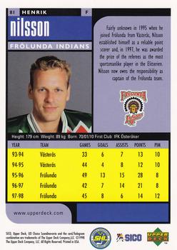 1998-99 UD Choice Swedish #81 Henrik Nilsson Back