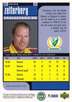 1998-99 UD Choice Swedish #90 Patrik Zetterberg Back