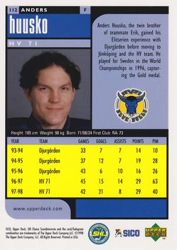 1998-99 UD Choice Swedish #112 Anders Huusko Back