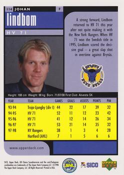 1998-99 UD Choice Swedish #114 Johan Lindbom Back