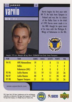 1998-99 UD Choice Swedish #115 Jarkko Varvio Back