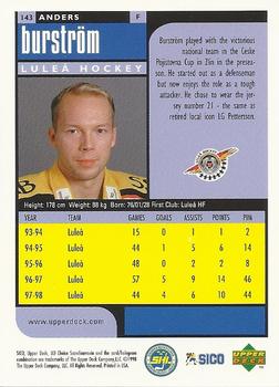 1998-99 UD Choice Swedish #143 Anders Burstrom Back