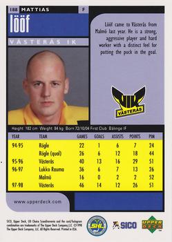 1998-99 UD Choice Swedish #188 Mattias Loof Back