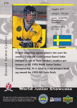 1998-99 UD Choice Swedish #219 Daniel Sedin Back