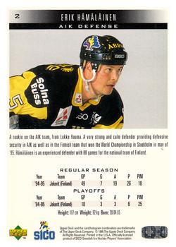 1995-96 Upper Deck Swedish Elite #2 Erik Hämäläinen Back