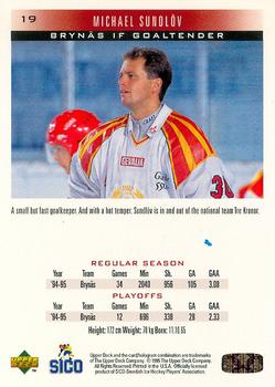 1995-96 Upper Deck Swedish Elite #19 Michael Sundlov Back