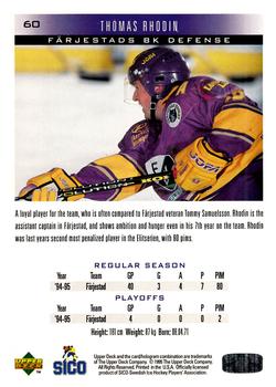 1995-96 Upper Deck Swedish Elite #60 Thomas Rhodin Back