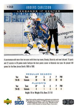 1995-96 Upper Deck Swedish Elite #102 Anders Carlsson Back