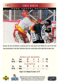 1995-96 Upper Deck Swedish Elite #157 Tomas Nänsén Back