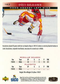 1995-96 Upper Deck Swedish Elite #163 Kyosti Karjalainen Back