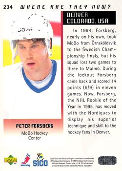 1995-96 Upper Deck Swedish Elite #234 Peter Forsberg Back