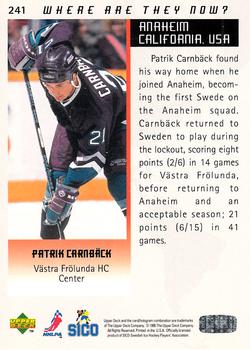1995-96 Upper Deck Swedish Elite #241 Patrik Carnbäck Back