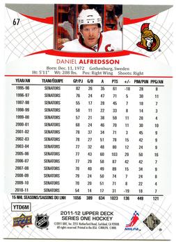 2011-12 Upper Deck #67 Daniel Alfredsson Back
