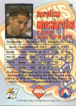 1995-96 Edge Ice #24 Todd MacDonald Back