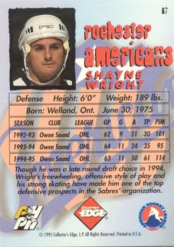 1995-96 Edge Ice #67 Shayne Wright Back