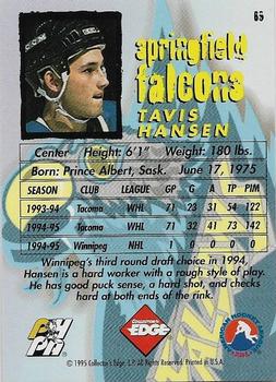 1995-96 Edge Ice #69 Tavis Hansen Back