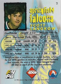 1995-96 Edge Ice #71 Scott Langkow Back