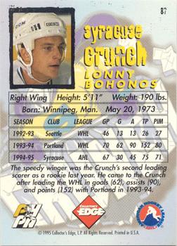 1995-96 Edge Ice #87 Lonny Bohonos Back