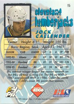 1995-96 Edge Ice #115 Jock Callander Back