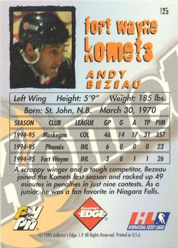 1995-96 Edge Ice #125 Andy Bezeau Back