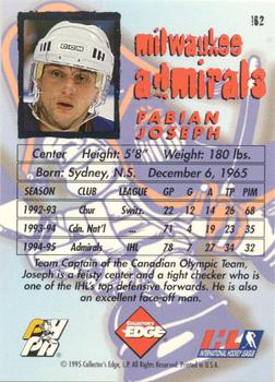 1995-96 Edge Ice #162 Fabian Joseph Back