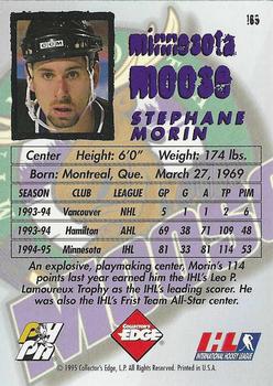 1995-96 Edge Ice #169 Stephane Morin Back