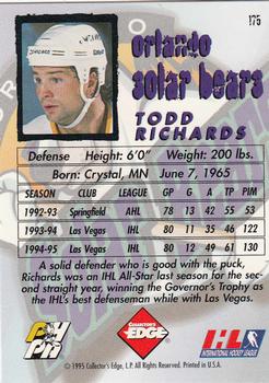 1995-96 Edge Ice #175 Todd Richards Back