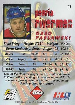 1995-96 Edge Ice #179 Greg Paslawski Back