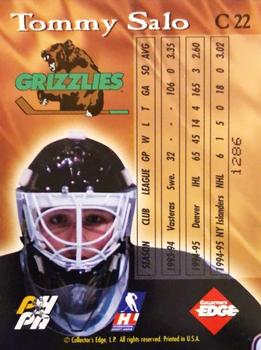 1995-96 Edge Ice - Crucible #C22 Tommy Salo  Back