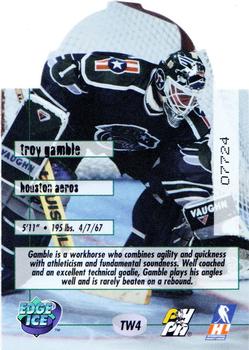 1995-96 Edge Ice - The Wall #TW4 Troy Gamble  Back