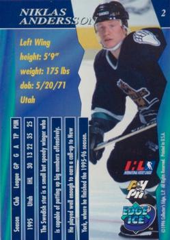 1996 Edge Ice Future Legends #2 Niklas Andersson Back