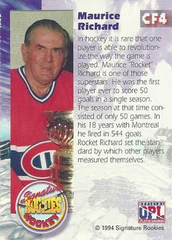 1994-95 Signature Rookies - Cool Five #CF4 Maurice Richard  Back
