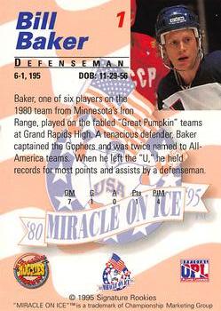 1995 Signature Rookies Miracle on Ice #1 Bill Baker Back