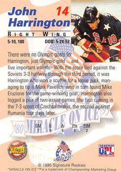 1995 Signature Rookies Miracle on Ice #14 John Harrington Back