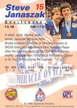 1995 Signature Rookies Miracle on Ice #15 Steve Janaszak Back