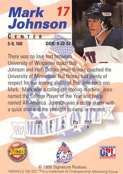 1995 Signature Rookies Miracle on Ice #17 Mark Johnson Back