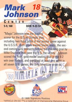 1995 Signature Rookies Miracle on Ice #18 Mark Johnson Back