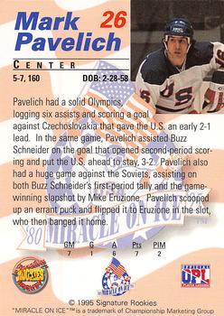 1995 Signature Rookies Miracle on Ice #26 Mark Pavelich Back