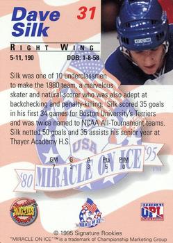 1995 Signature Rookies Miracle on Ice - Signatures #31 Dave Silk  Back