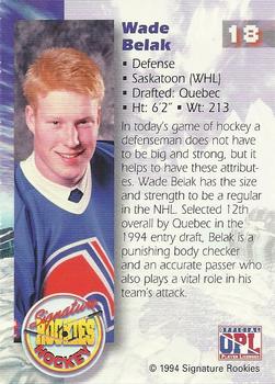 1994-95 Signature Rookies - Authentic Signatures #18 Wade Belak  Back