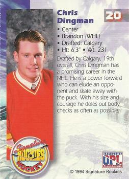 1994-95 Signature Rookies - Authentic Signatures #20 Chris Dingman  Back