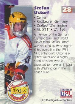 1994-95 Signature Rookies - Authentic Signatures #28 Stefan Ustorf  Back