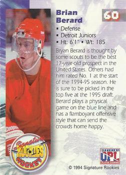 1994-95 Signature Rookies - Authentic Signatures #60 Bryan Berard Back